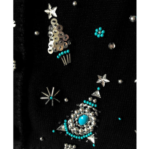 Michael Simon Turquoise & Silver Tacky Ugly Christmas Sweater