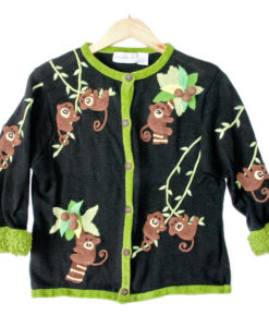 Monkeys In Coconut Trees Tacky Cardigan Ugly Sweater