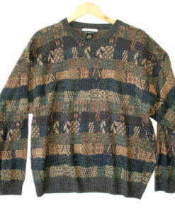 Navy & Brown Basketweave Cosby Style Ugly Sweater
