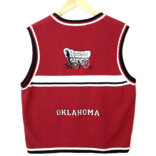 Oklahoma OU Sooners Football Tacky Ugly Sweater Vest