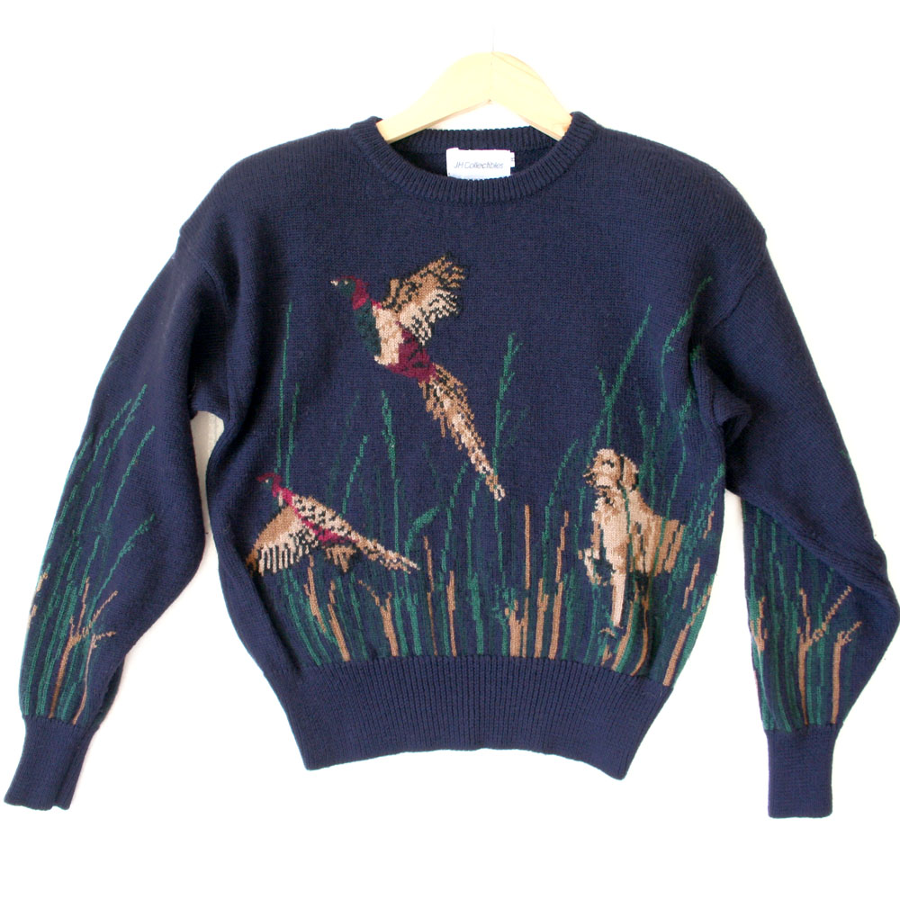 Pheasant Hunting Women's Wool Ugly Sweater - The Ugly Sweater Shop