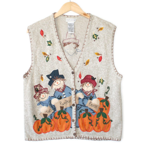 Scarecrow and Pumpkins Ugly Fall / Halloween / Thanksgiving Vest