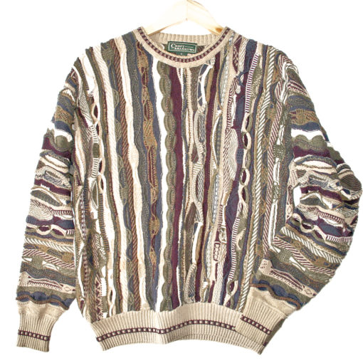Textured Multicolored Cosby Style Ugly Sweater