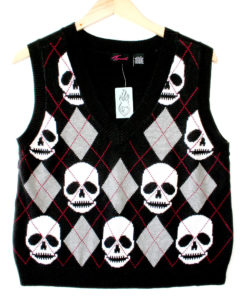 Torrid Argyle Skull Halloween Ugly Sweater Vest
