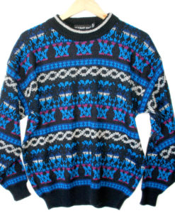 Vintage 80s Black & Blue Acrylic Ugly Ski Sweater