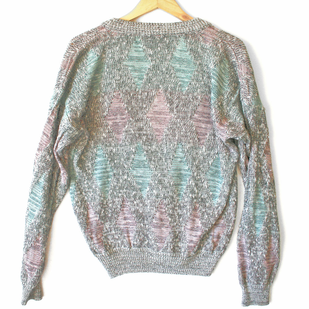 Vintage 80s Pastel Diamonds Cosby / Golf Cardigan Ugly Sweater - The ...