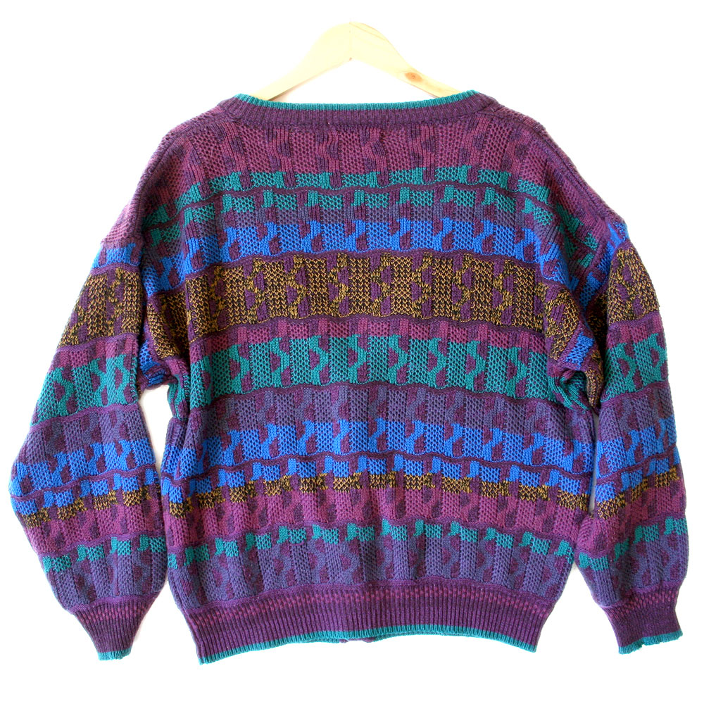 Vintage 80s Purple Cosby Cardigan Ugly Sweater - The Ugly Sweater Shop