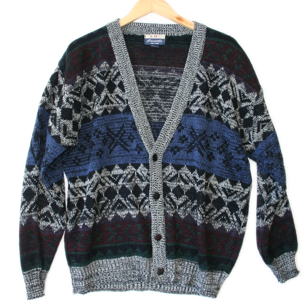 Vintage 80s Nordic Snowflake Cosby Cardigan Ugly Sweater - The Ugly ...
