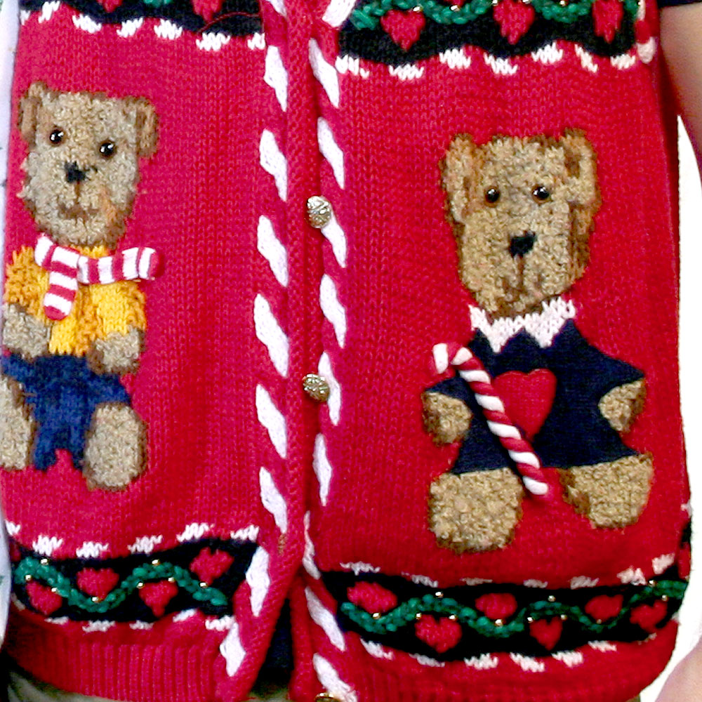 Vintage 90s Chunky Knit Teddy Bear Ugly Christmas Sweater Vest - The Ugly  Sweater Shop