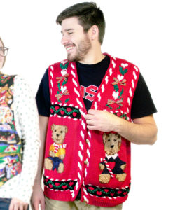 Vintage 90s Chunky Knit Teddy Bear Ugly Christmas Sweater Vest