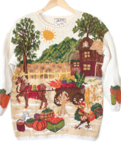 Vintage 90s Fall Harvest Thanksgiving Ugly Sweater