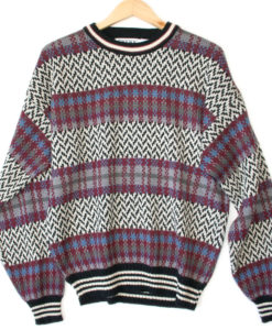 Vintage 90s Plaid & Zig Zag Cosby Ugly Sweater