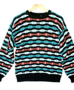 Wavy Bars Textured Colorful Cosby Sweater