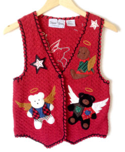 All Teddy Bears Go To Heaven Tacky Ugly Christmas Sweater Vest