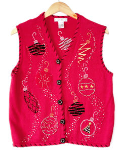 Beaded Ornaments Tacky Ugly Christmas Sweater Vest