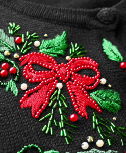 Beady Bows Tacky Ugly Christmas Sweater