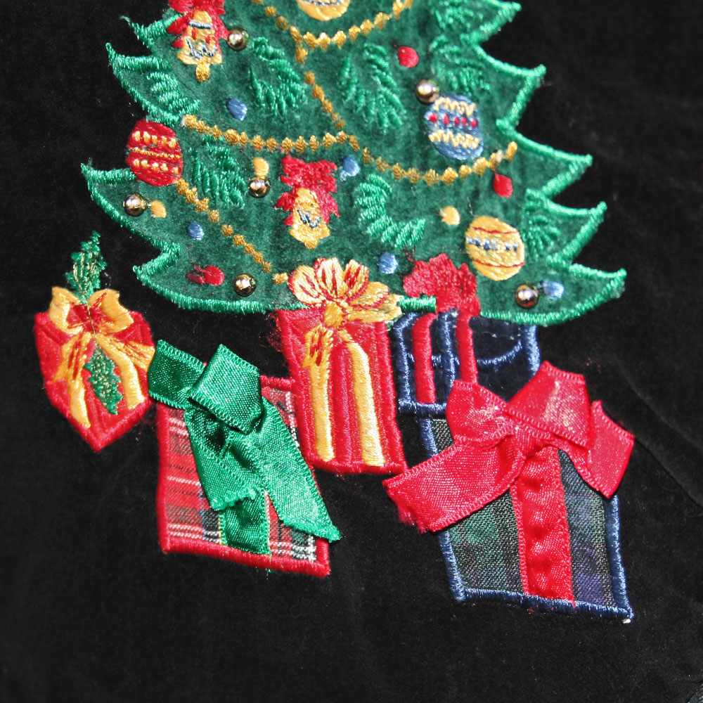 Black Velvet Christmas Tree Ugly Christmas Vest - The Ugly Sweater Shop