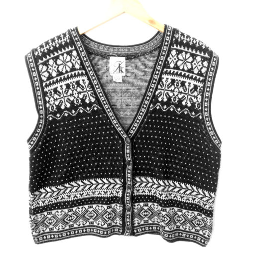 Black and White Nordic Tacky Ugly Christmas Sweater Vest