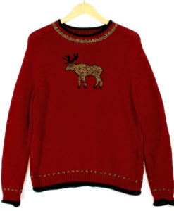 Button Eye Moose Ugly Christmas Sweater