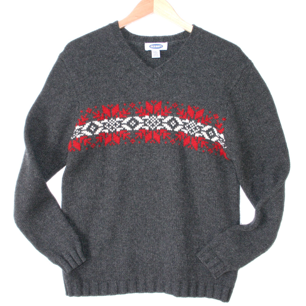 Classic Gray Wool Men's Ugly Ski Sweater - The Ugly Sweater Shop