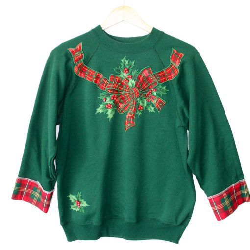 DIY Crafted Up Plaid Hot Mess Tacky Ugly Christmas Sweatshirt