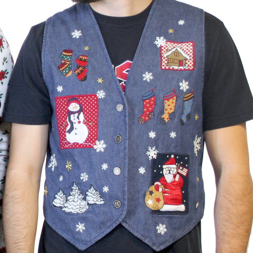 Denim Holiday Hodgepodge Ugly Christmas Vest