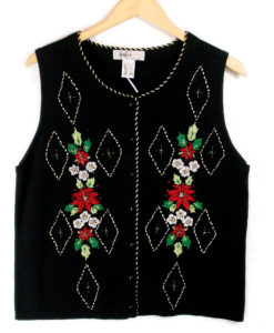 Diamonds and Poinsettias Ugly Christmas Sweater Vest