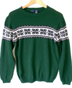 Green Nordic Snowflake Cotton Ski Ugly Sweater - Kids
