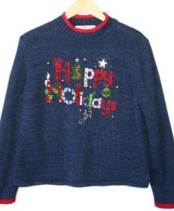Happy Holidays Tacky Ugly Christmas Sweater