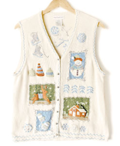 Jingle Bells Ice Skates and Reindeer Ugly Christmas Sweater Vest
