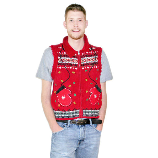 Mitten Pockets Ugly Christmas Sweater Vest