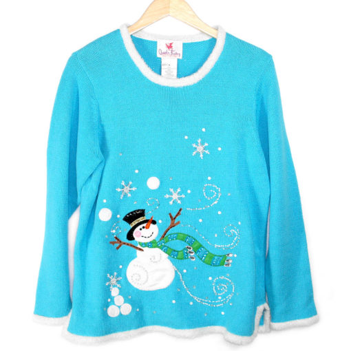 Quacker Factory Snowman Light Up Ugly Christmas Sweater
