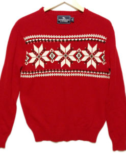 Red Nordic Snowflake Men's Cotton Ski Ugly Sweater