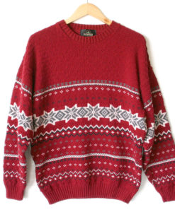 Red Nordic Snowflake Nubby Ski / Ugly Christmas Sweater