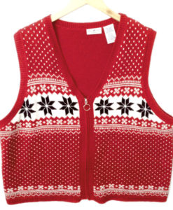 Red Nordic Zip-Front Tacky Ugly Christmas Vest