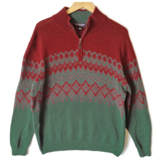 Red and Green Lightweight Nordic Cotton Ski / Ugly Christmas Sweater
