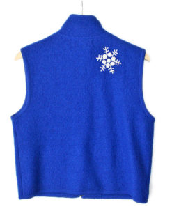 Royal Blue Boiled Wool Snowflake Ugly Christmas Vest