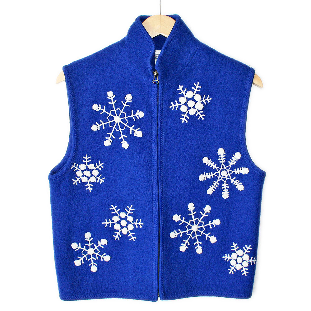 Royal Blue Boiled Wool Snowflake Ugly Christmas Vest - The Ugly Sweater ...