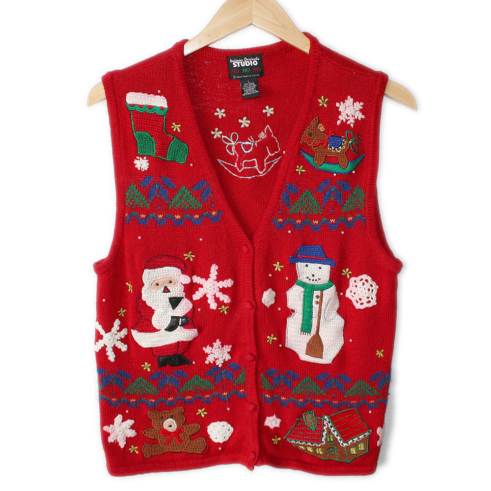 Santa Snowman And A Burro Ugly Christmas Sweater Vest - The Ugly ...