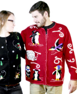 Sequin Penguins Tacky Ugly Christmas Sweater