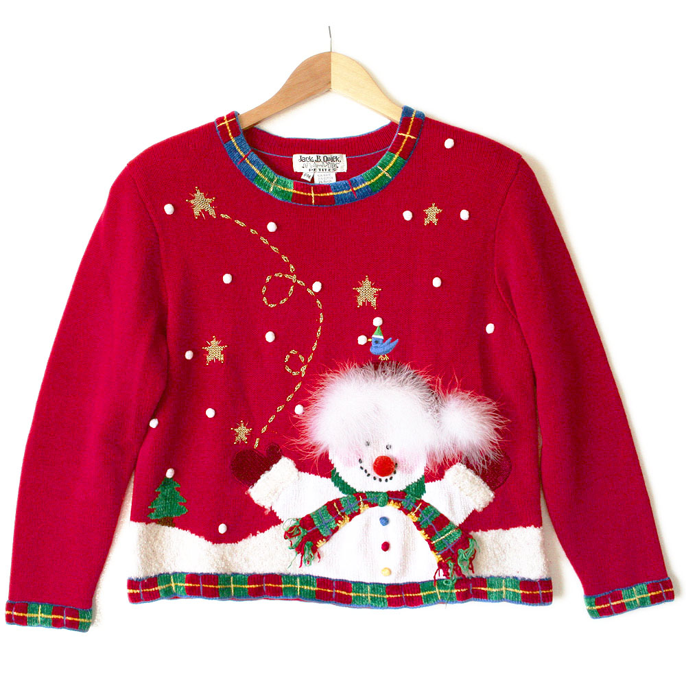 Snowman Needs A Haircut Tacky Ugly Christmas Sweater - The Ugly Sweater ...