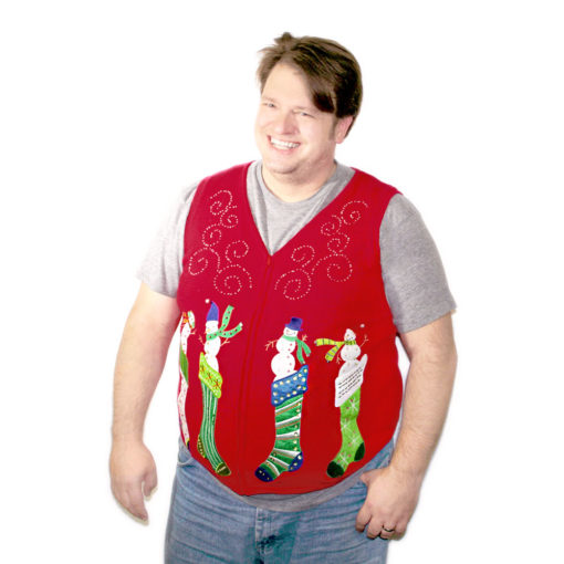 Snowmen Popping Out of Stockings Ugly Christmas Sweater Vest - New!