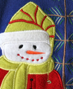 Snowmen and Stars Tacky Ugly Christmas Sweatshirt Cardigan