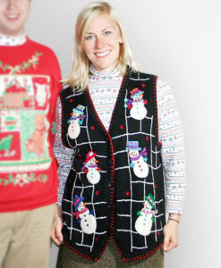Snowmen in Hats Tacky Ugly Christmas Sweater Vest
