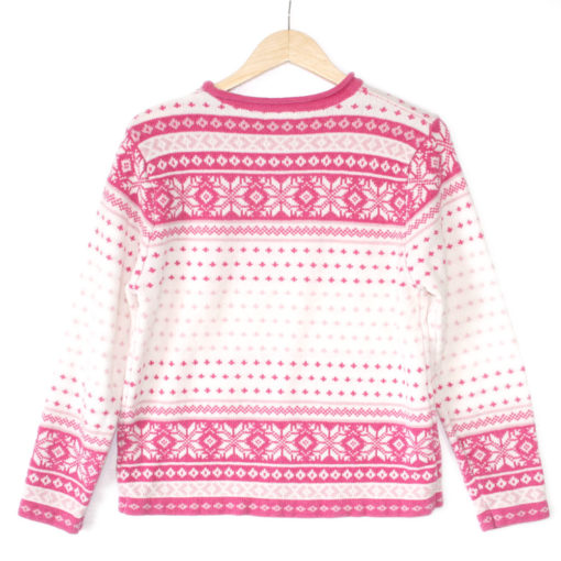 Soft Chenille Pink and White Ugly Ski Sweater