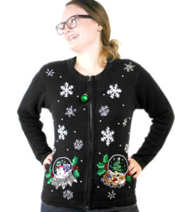 Spangly Snowglobes Tacky Ugly Christmas Sweater