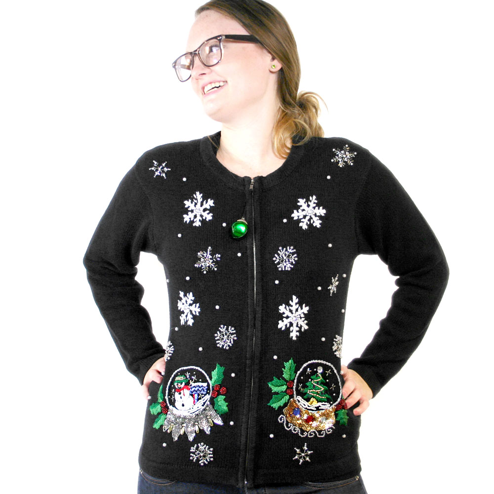 Spangly Snowglobes Tacky Ugly Christmas Sweater - The Ugly Sweater Shop
