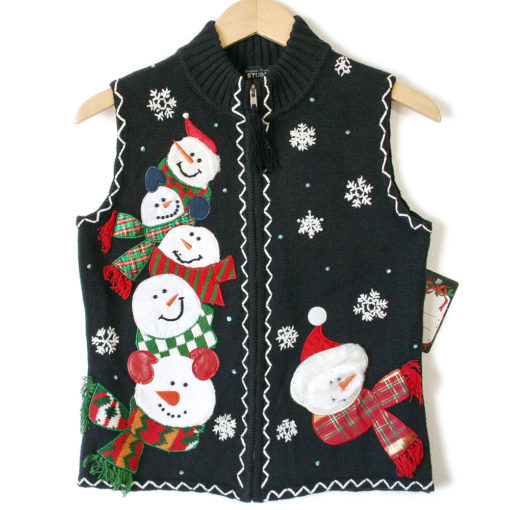 Stack of Snowmen Ugly Christmas Sweater Vest