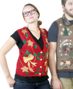 Stars & Bows Tacky Ugly Christmas Sweater Vest