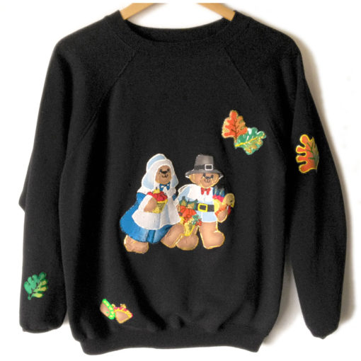 Truly Terrible DIY Crafted Up Ugly Teddy Bear Thanksgiving Sweatshirt